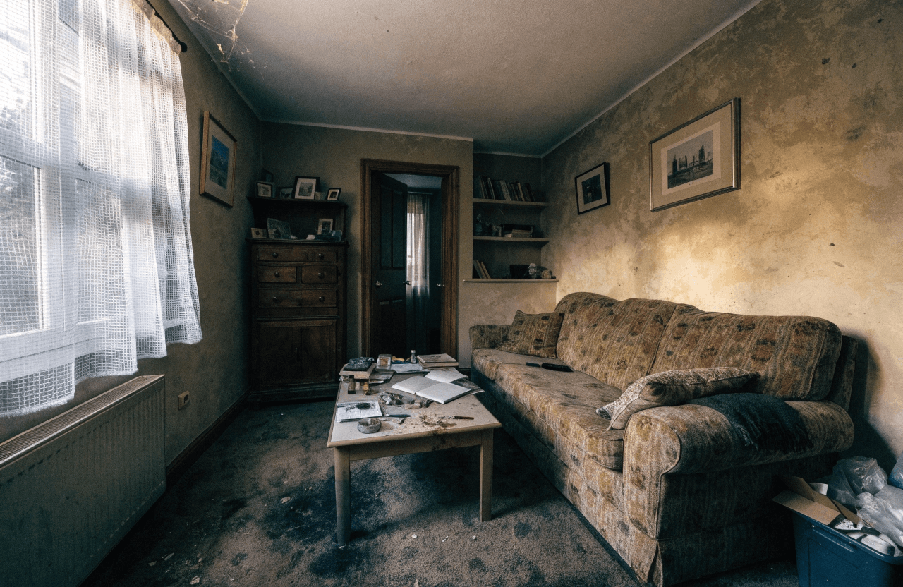 Messy living room before domestic cleaning — Zach Cleaning Leicester